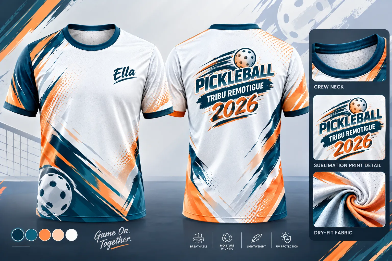 Official Remotigue tournament jersey — front, back and detail views